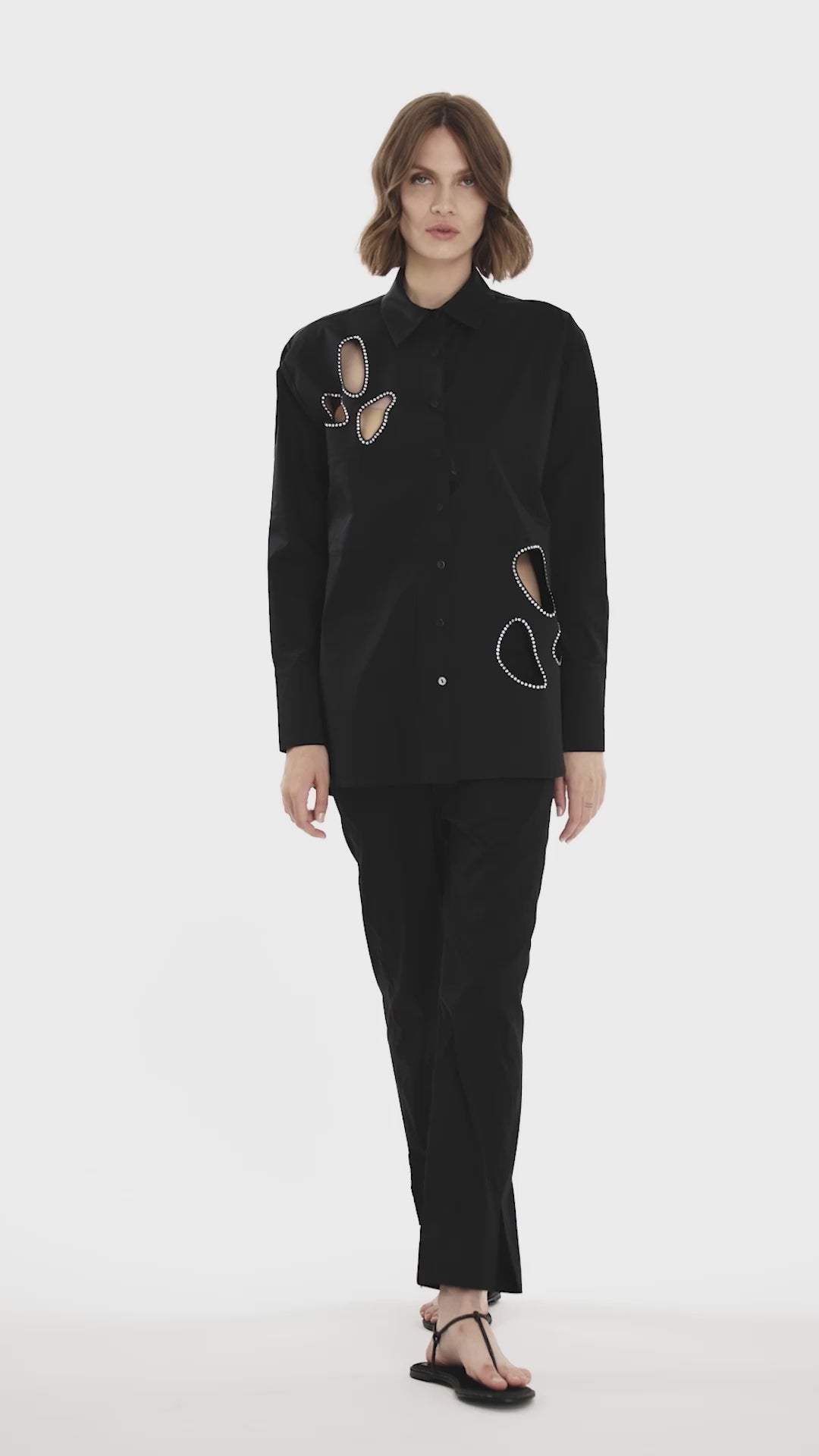 Jijil Camicia in misto cotone con inserti Sottocosto