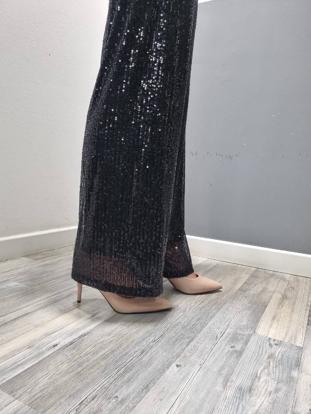 Le Chicche Pantalone Paillettes Nero In Vendita