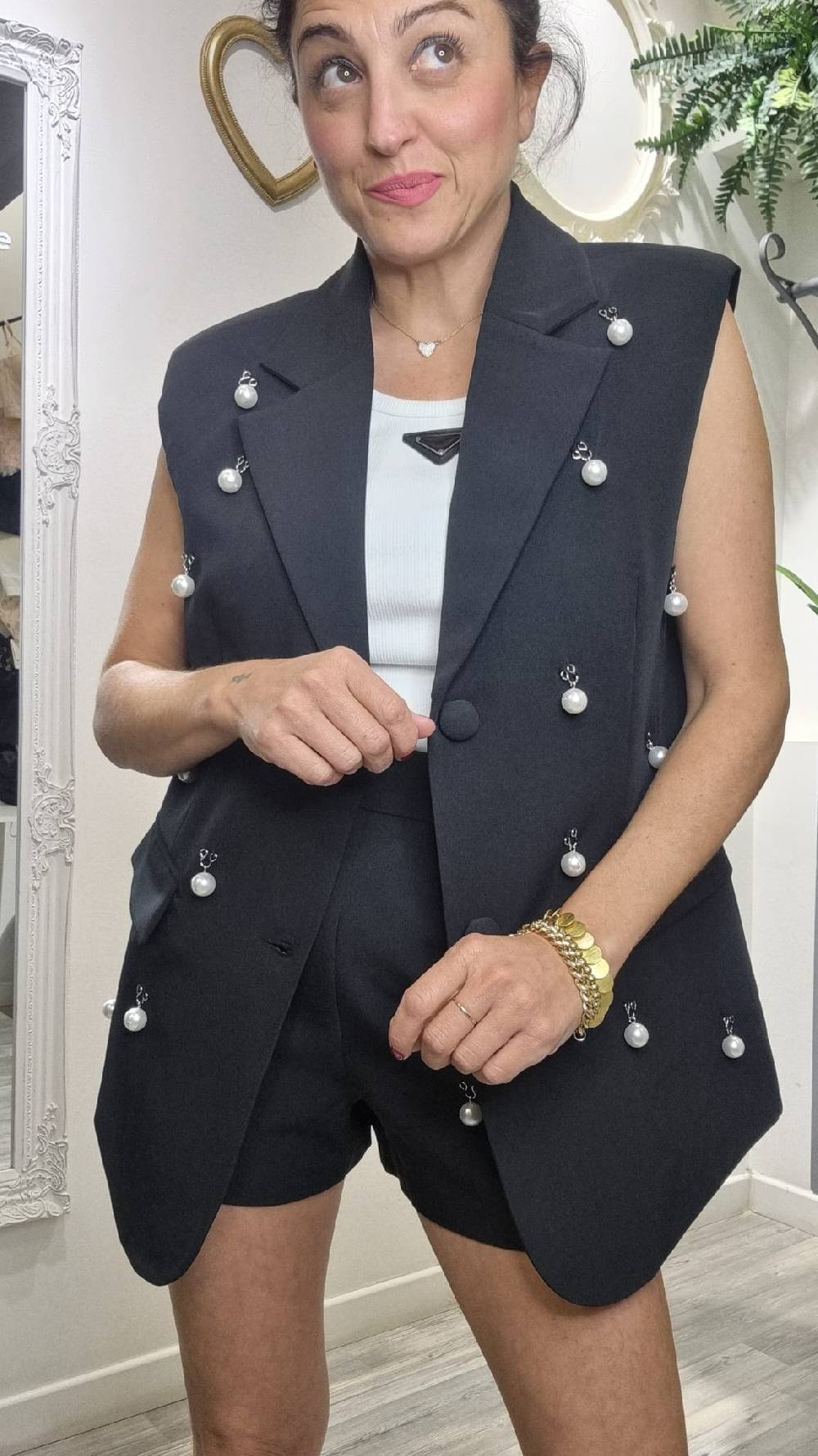 Le Chicche Coordset Gilet Perle Consegna Veloce