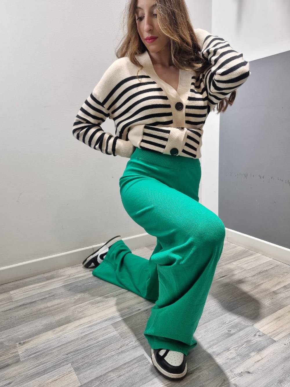Le Chicche Pantalone Maglina Verde Negozi Online