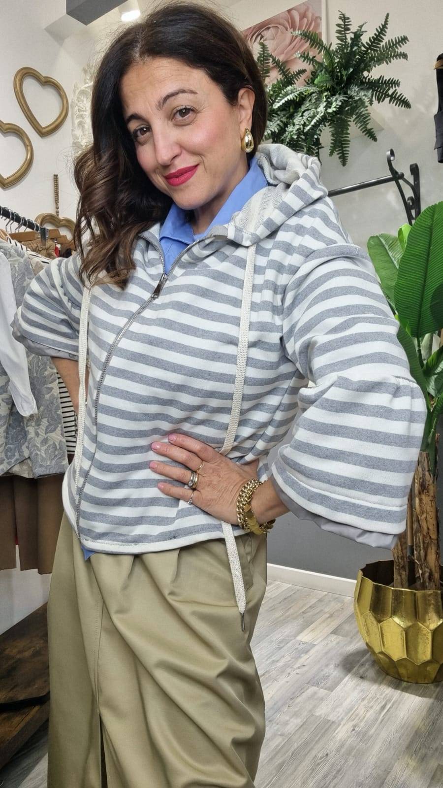 Le Chicche Felpa Righe e Cerniera Moda