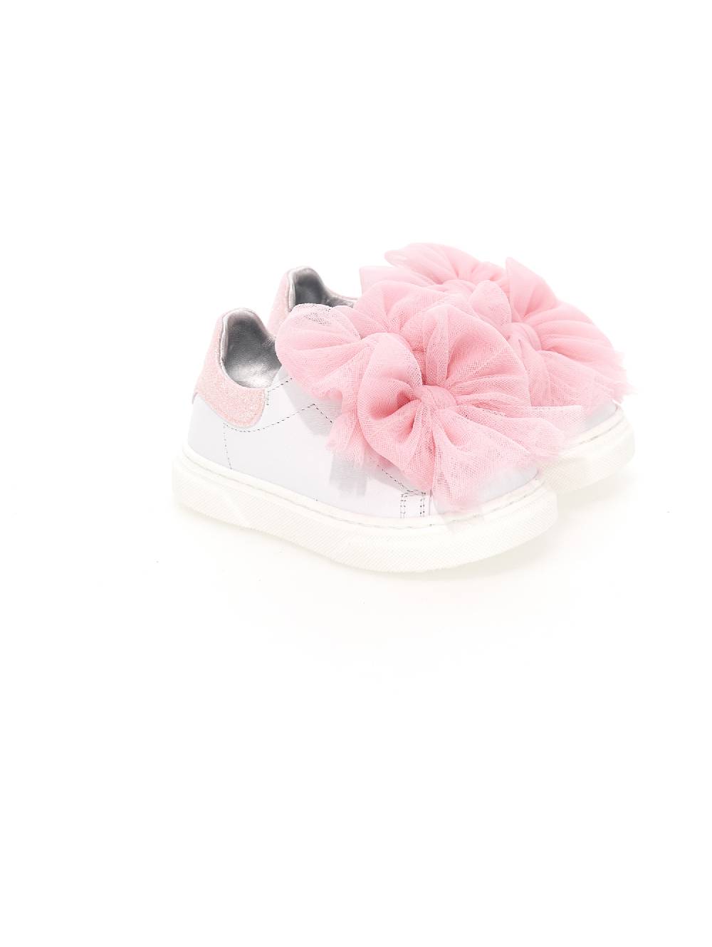 Monnalisa Sneakers pelle con fiocchi tulle Nuovo