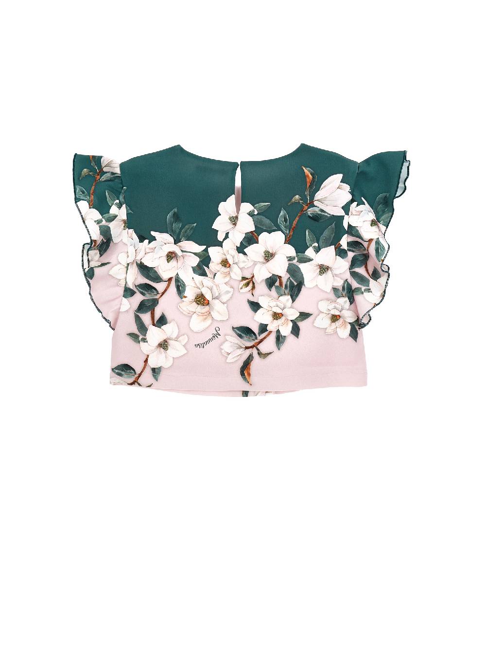 Monnalisa Top cropped stampa magnolie Saldi Di Fabbrica