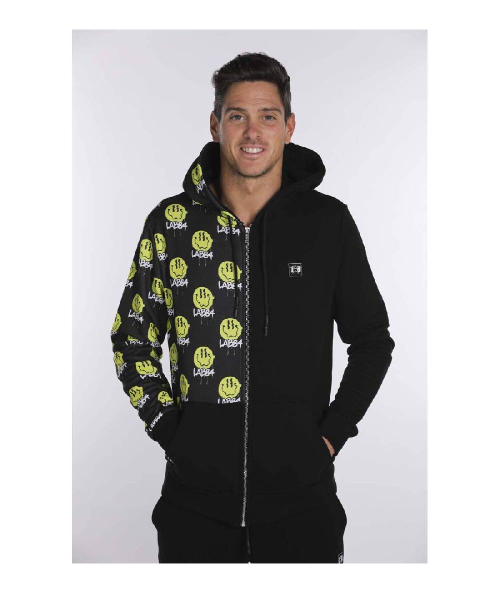 Lab84 FELPA C/CAPPUCCIO ZIP BICOLOR Sottocosto