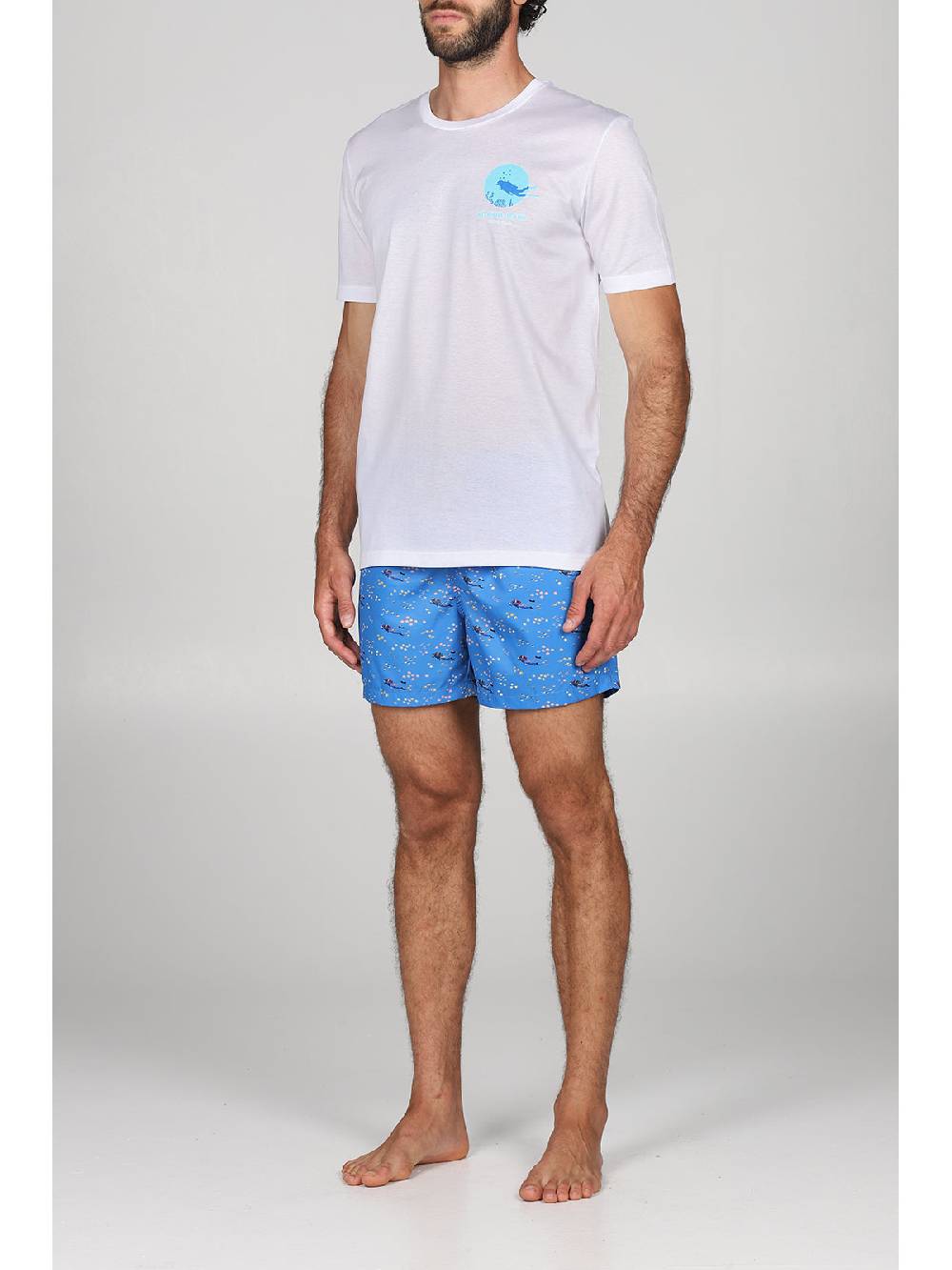 Julipet T-shirt in jersey di puro cotone bianco, con stampa piazzata "sub" Negozi Online