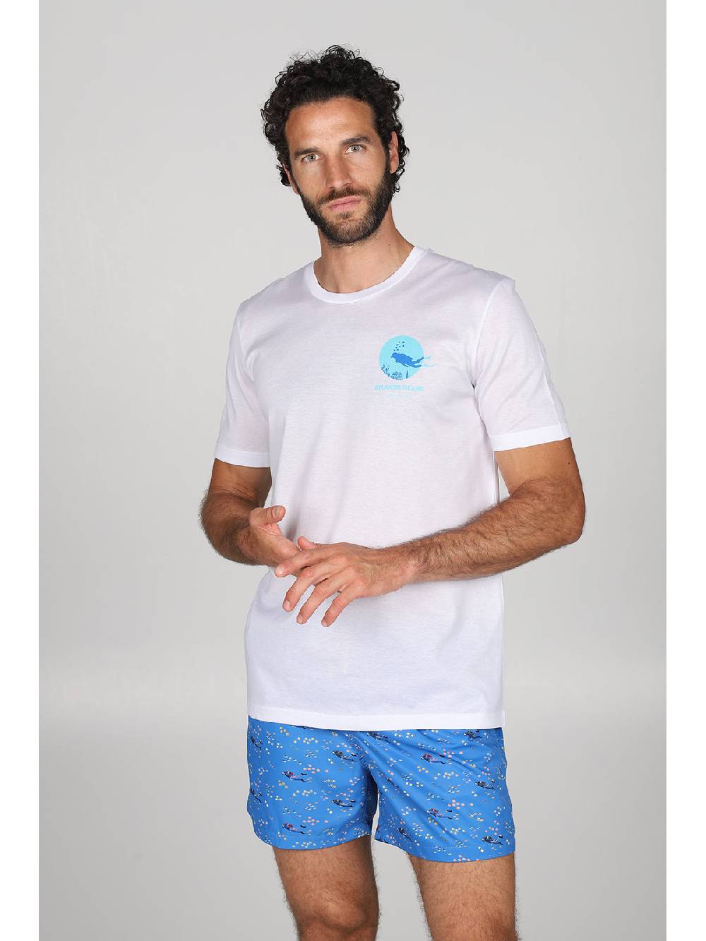 Julipet T-shirt in jersey di puro cotone bianco, con stampa piazzata "sub" Negozi Online