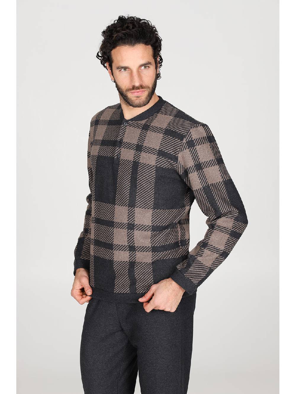Julipet Pigiama serafino in confortevole jacquard di cotone In Saldo