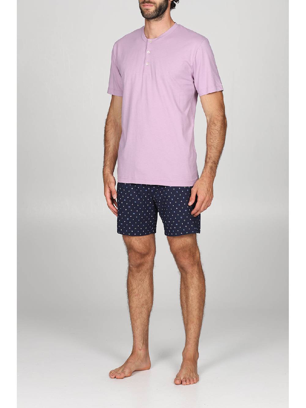 Julipet Pigiama corto in traspirante jersey di puro cotone fantasia tetris nei pantaloncini In Saldo