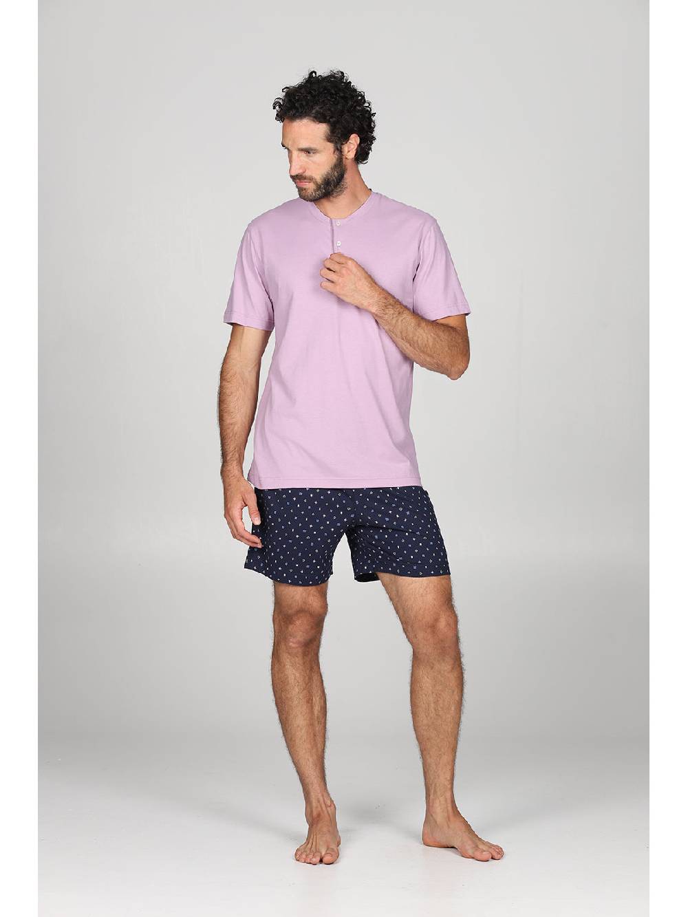 Julipet Pigiama corto in traspirante jersey di puro cotone fantasia tetris nei pantaloncini In Saldo