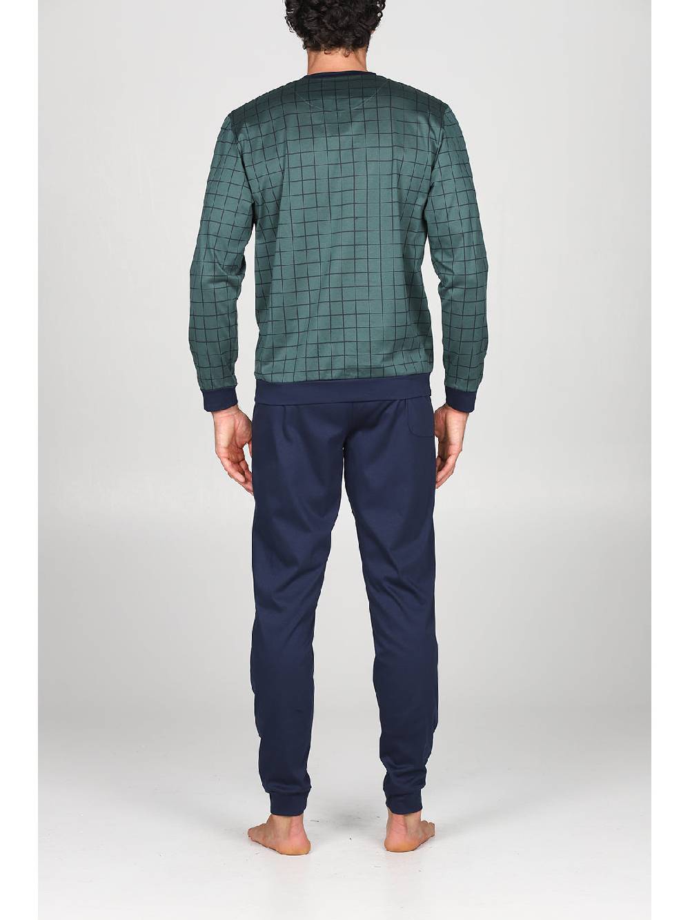 Julipet Pigiama serafino con maglia disegni a quadri, in ricercato luxury jersey Moda