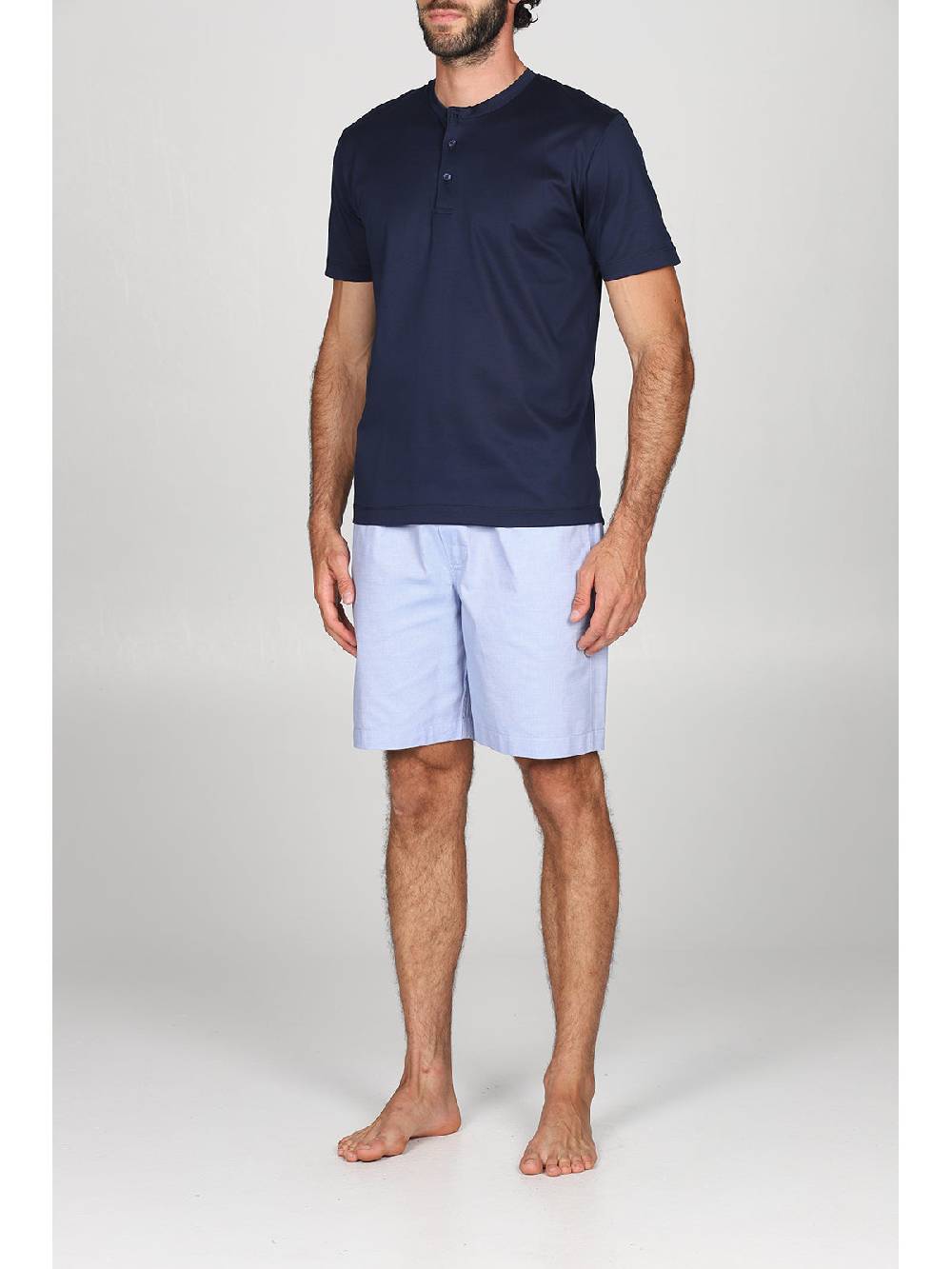 Julipet Pigiama serafino in popeline e luxury jersey, per un comfort contemporaneo Nuovo