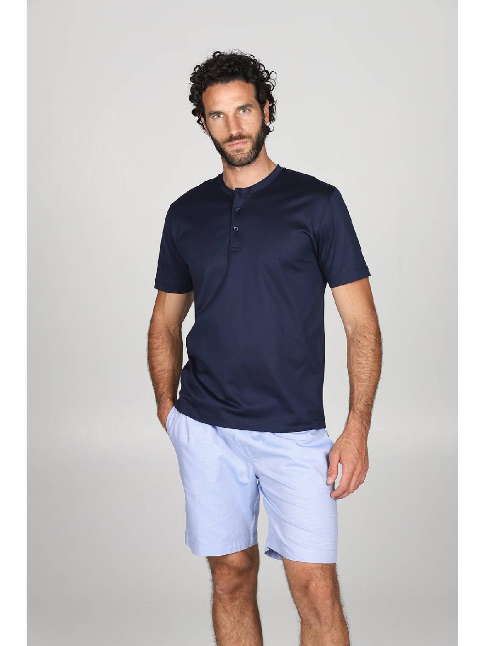 Julipet Pigiama serafino in popeline e luxury jersey, per un comfort contemporaneo Nuovo