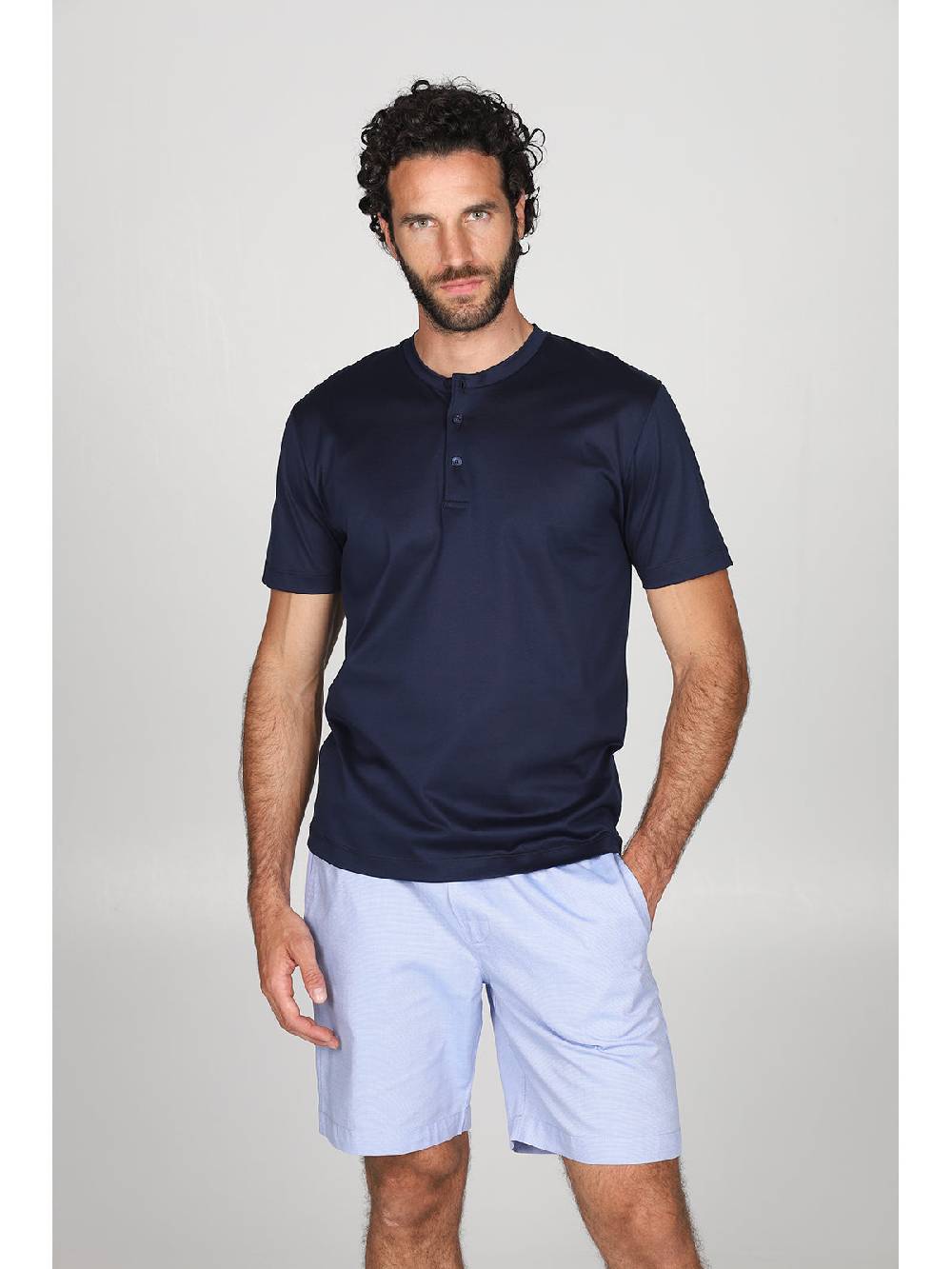 Julipet Pigiama serafino in popeline e luxury jersey, per un comfort contemporaneo Nuovo