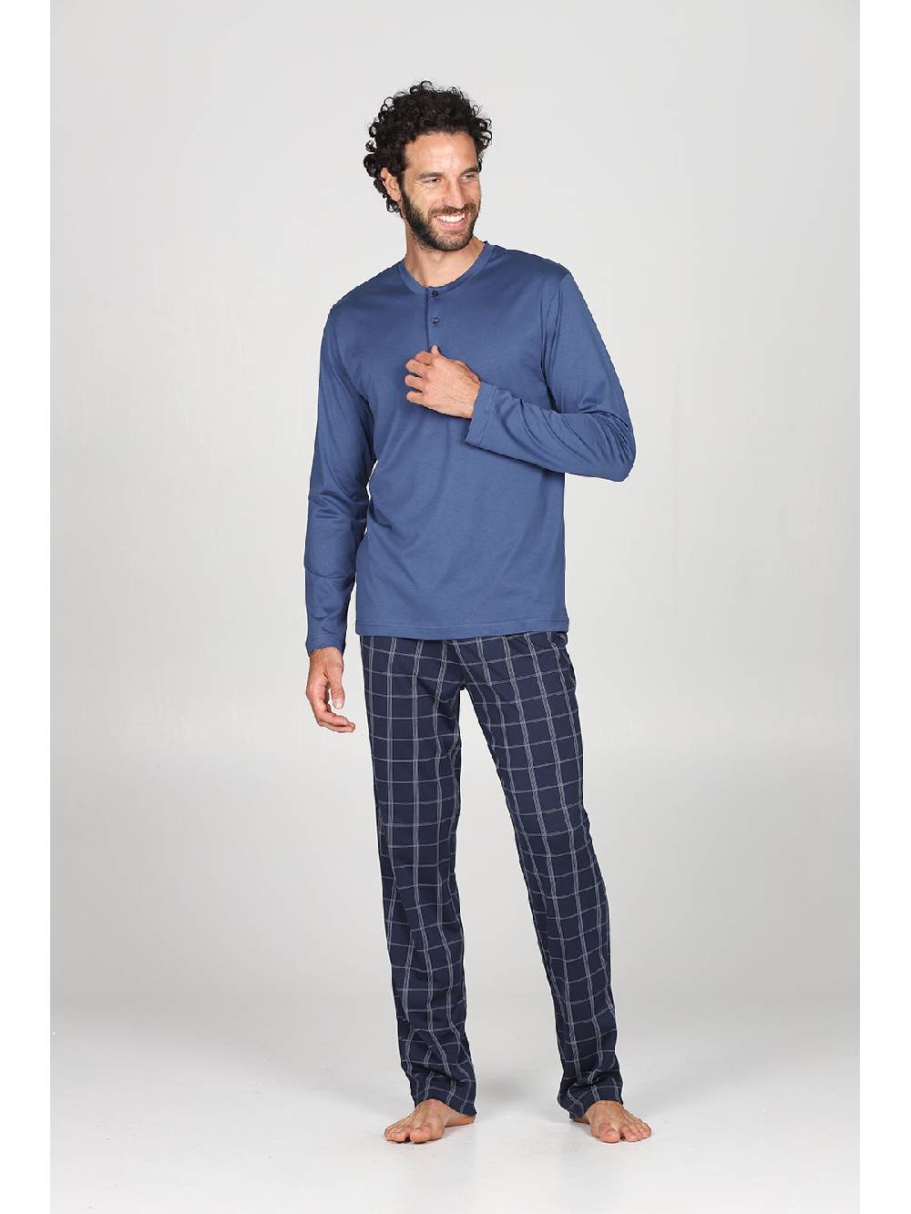 Julipet Pigiama in leggerissimo jersey di puro cotone, con pantaloni fantasia scozzese Spedizione Gratuita