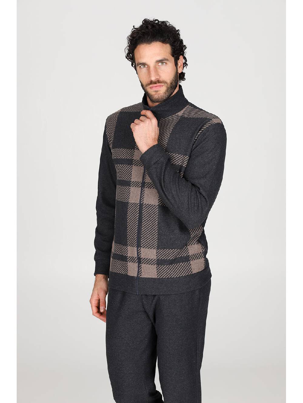 Julipet Pigiama con zip in confortevole jacquard di cotone Spedizione Gratuita