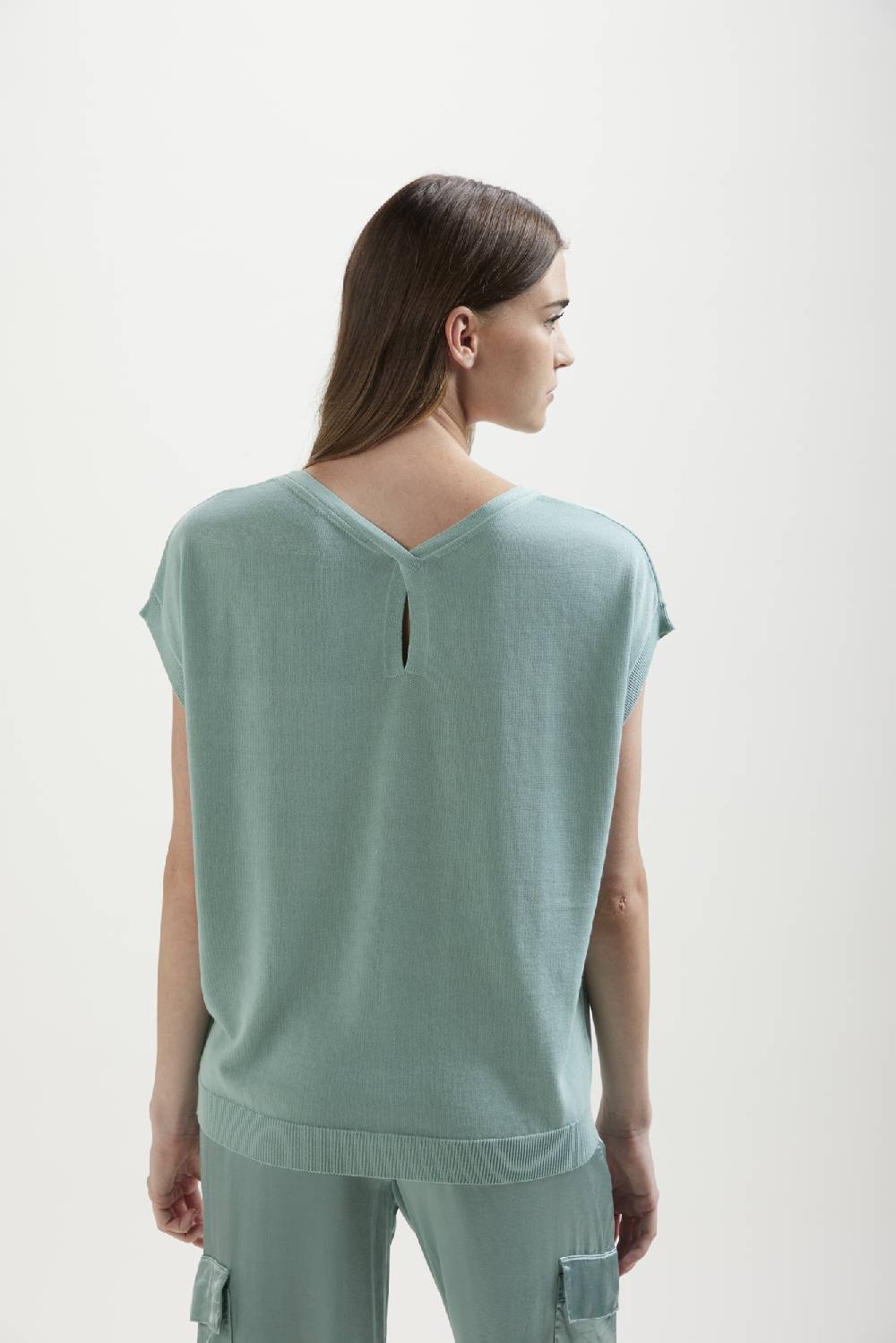 Kangra Cashmere Over Smanicato In Cotone Con Goccia Nella Schiena Fino al 50% di sconto