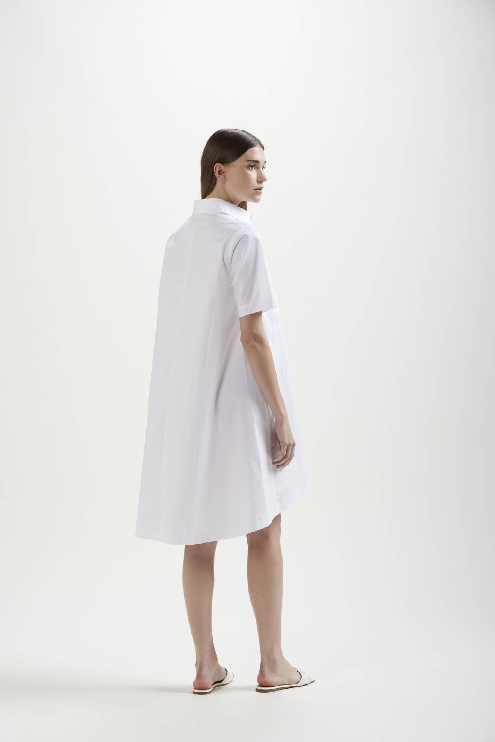 Kangra Cashmere Abito Ampio Con Manica Al Gomito In Popeline Italy