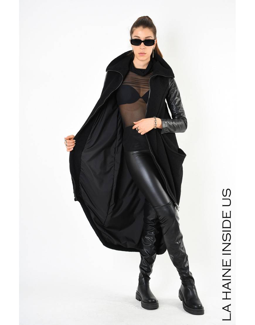 La haine inside us 4B LW799 CAPPOTTO Nero Vendita Calda