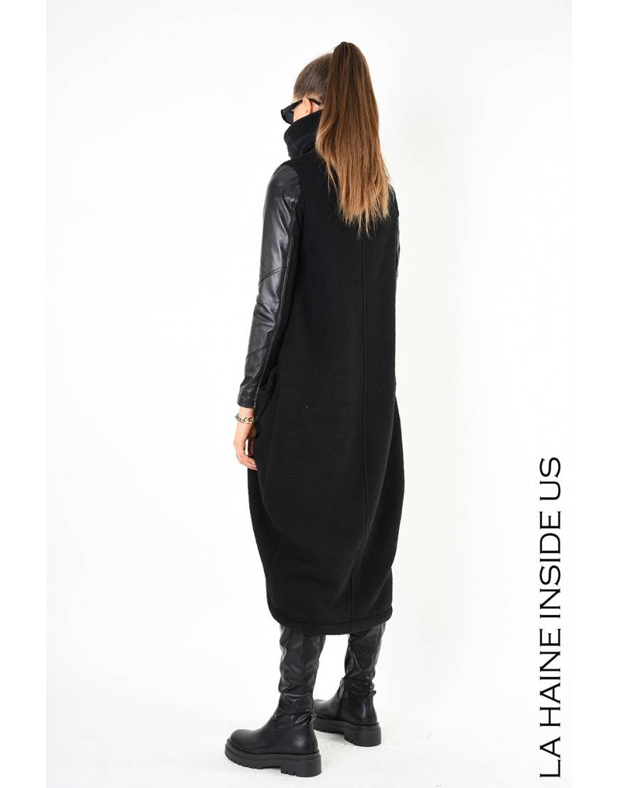 La haine inside us 4B LW799 CAPPOTTO Nero Vendita Calda
