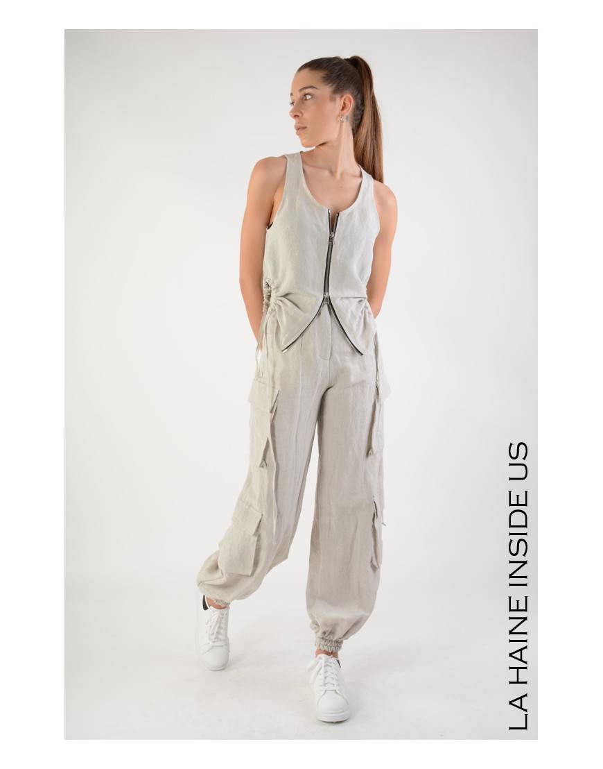 La haine inside us 4B LW696 CANOTTA Sabbia Moda