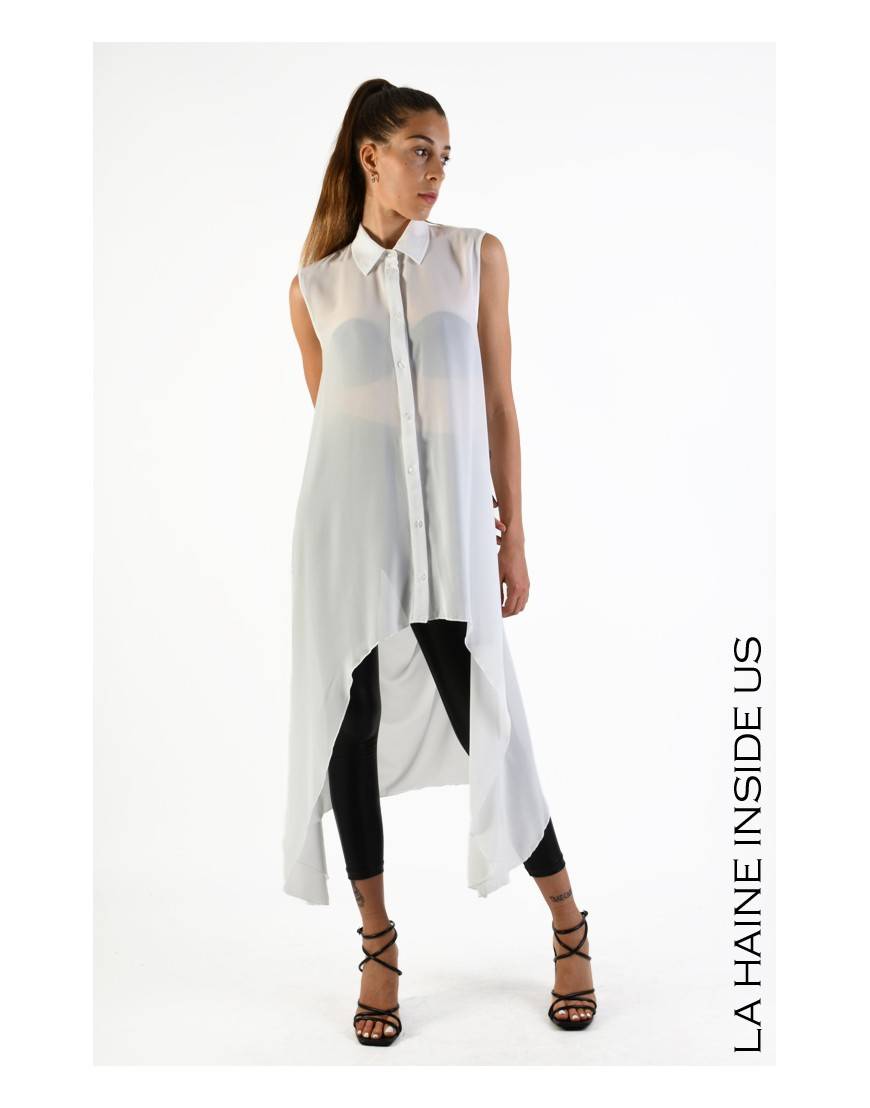 La haine inside us 4B LW698 CAMICIA Bianco Spedizione gratuita