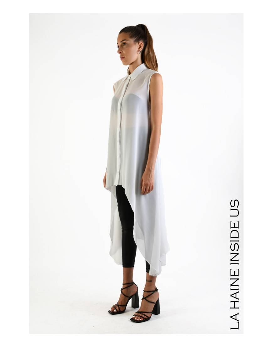 La haine inside us 4B LW698 CAMICIA Bianco Spedizione gratuita