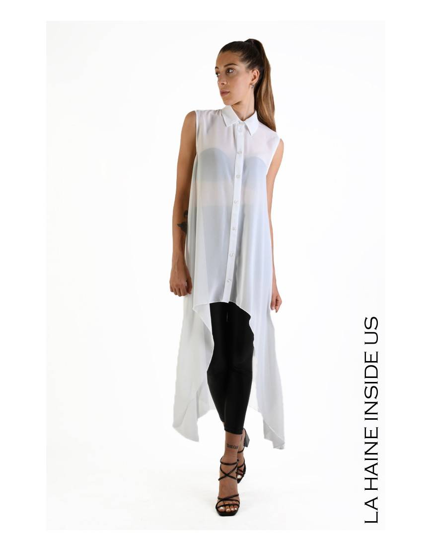 La haine inside us 4B LW698 CAMICIA Bianco Spedizione gratuita