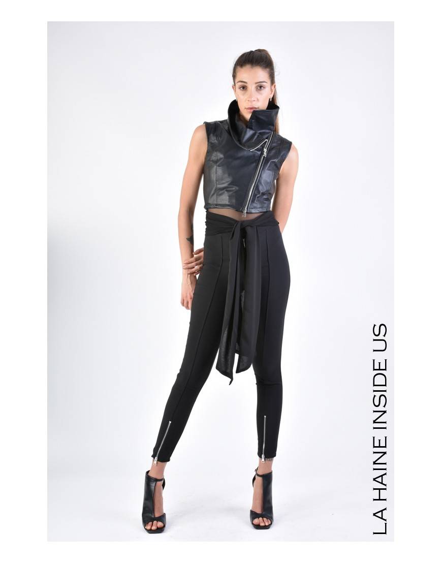 La haine inside us 4B LW706 GIILET PELLE Nero Prezzo di fabbrica