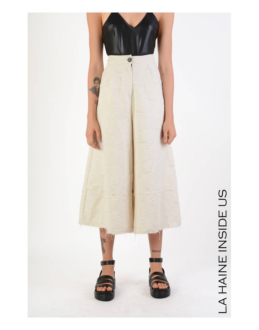 La haine inside us 4B LW717 PANTALONE Ecru Offerta speciale