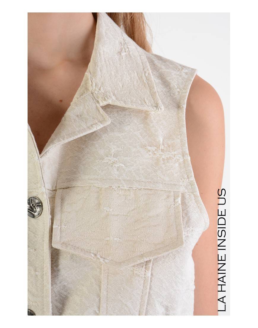 La haine inside us 4B LW718 GILET Ecru Comprare a buon mercato
