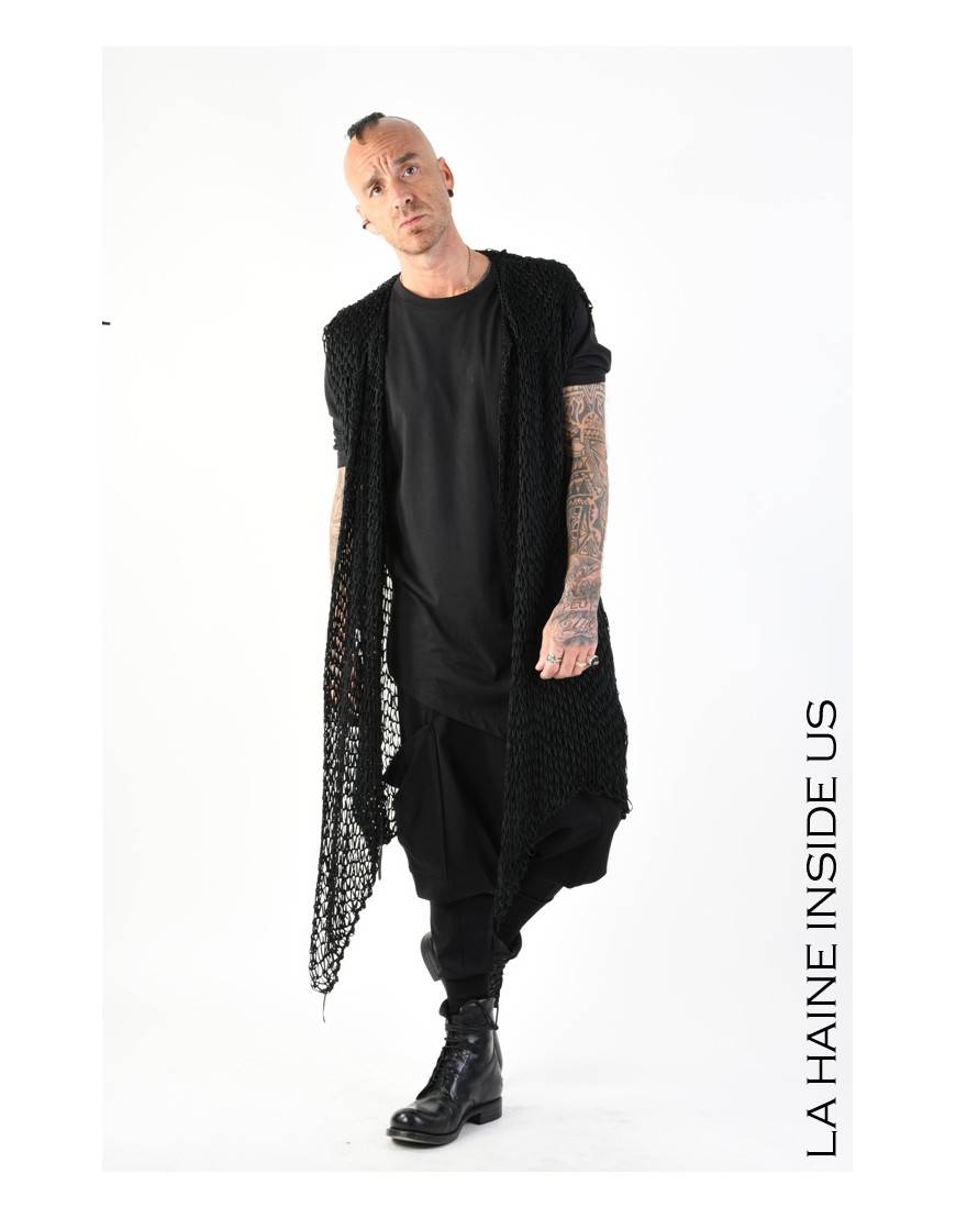 La haine inside us 4J LW775 CARDIGAN UNISEX U Nero Spedizione Gratuita