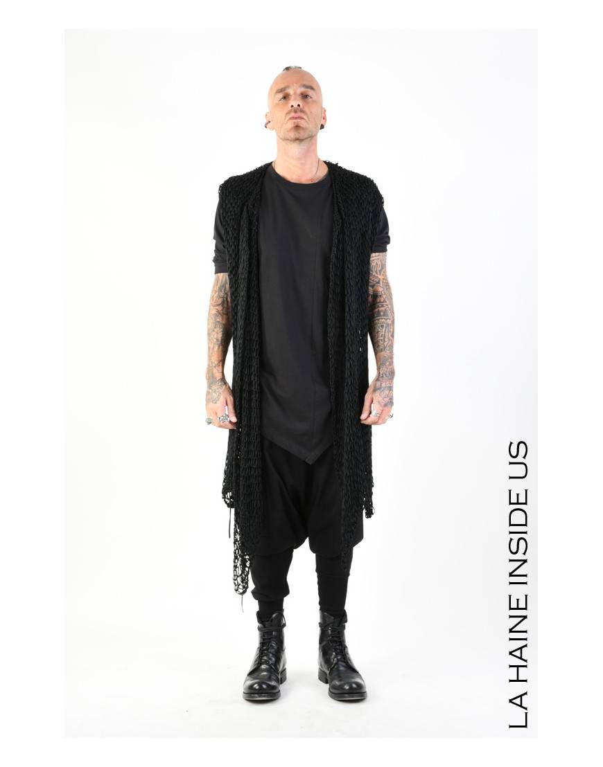 La haine inside us 4J LW775 CARDIGAN UNISEX U Nero Spedizione Gratuita
