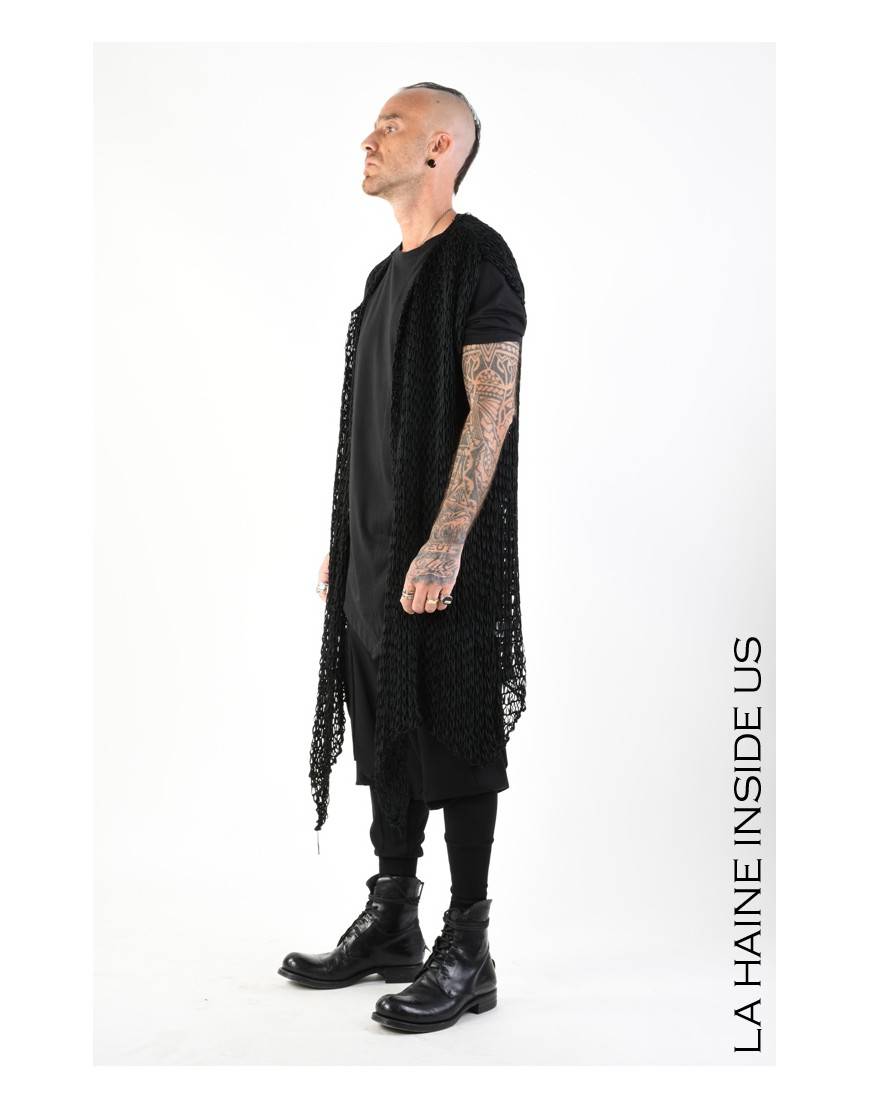 La haine inside us 4J LW775 CARDIGAN UNISEX U Nero Spedizione Gratuita