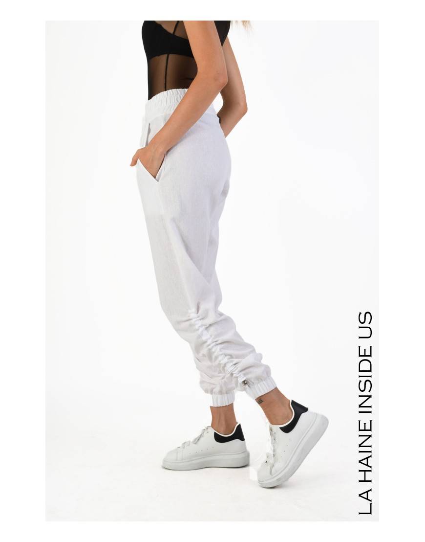 La haine inside us 4M LW755 PANTALONE Bianco