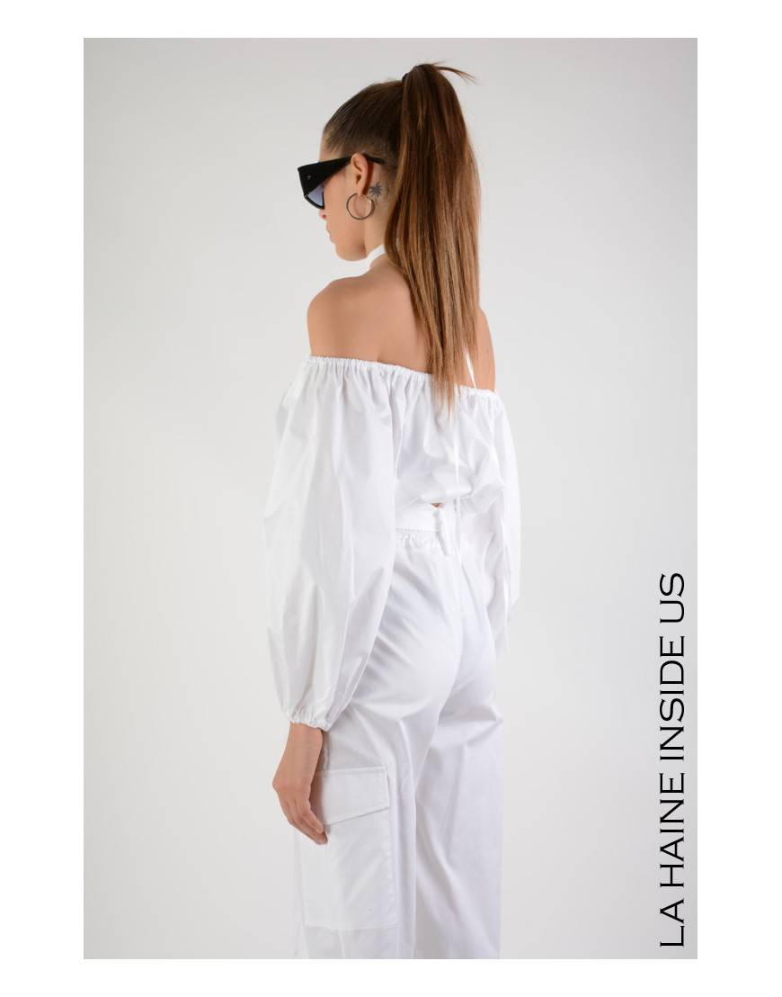 La haine inside us 4R LW710 TOP CROP Bianco Vendite stagionali