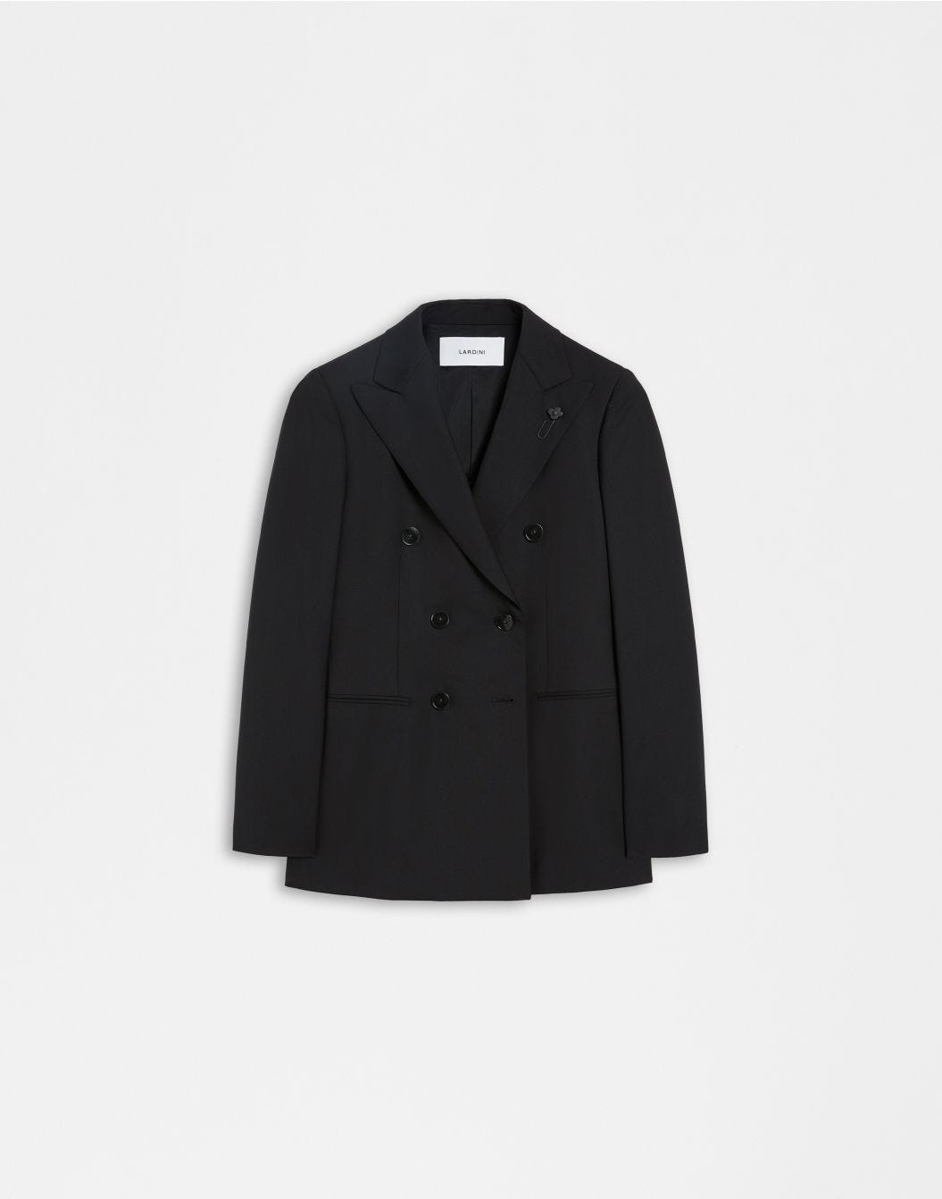 Lardini Blazer doppiopetto nero in tela di lana stretch Lardini Blazer doppiopetto nero in tela di lana stretch