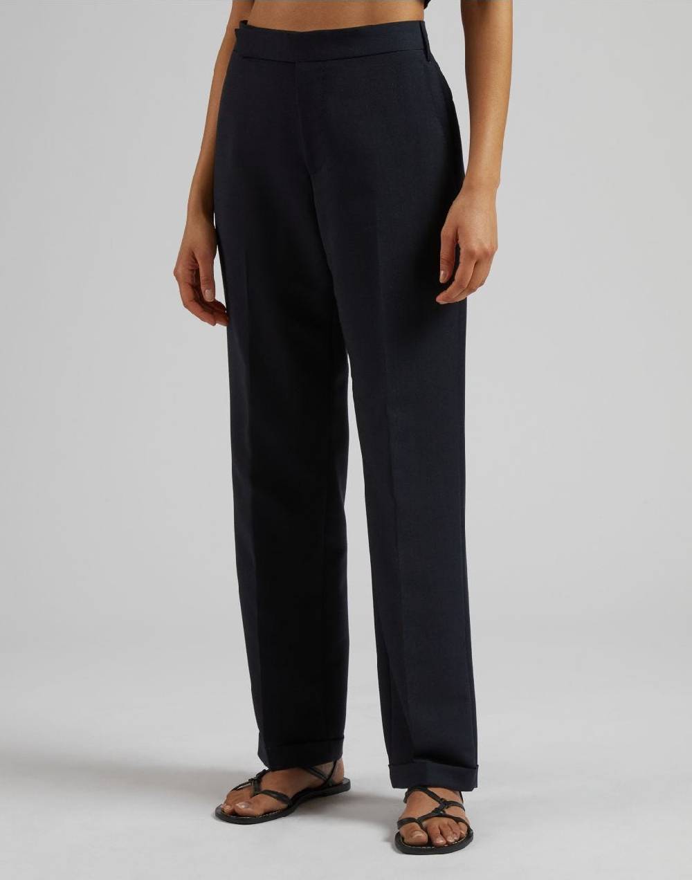 Lardini Pantalone blu gamba dritta regolare in tessuto di lana Vendita Calda