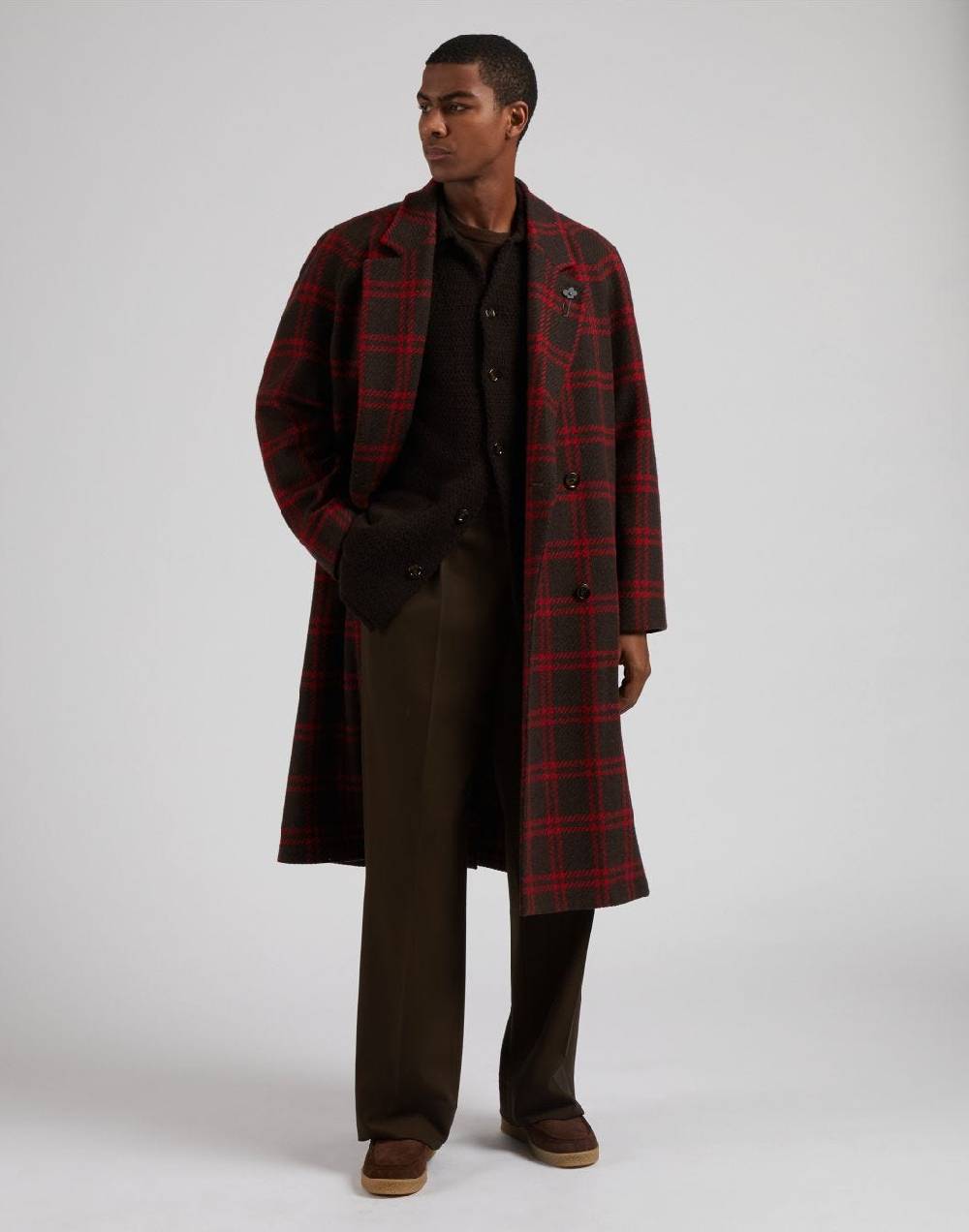 Lardini Pantalone miami marrone in tessuto fluido di pura lana Moda