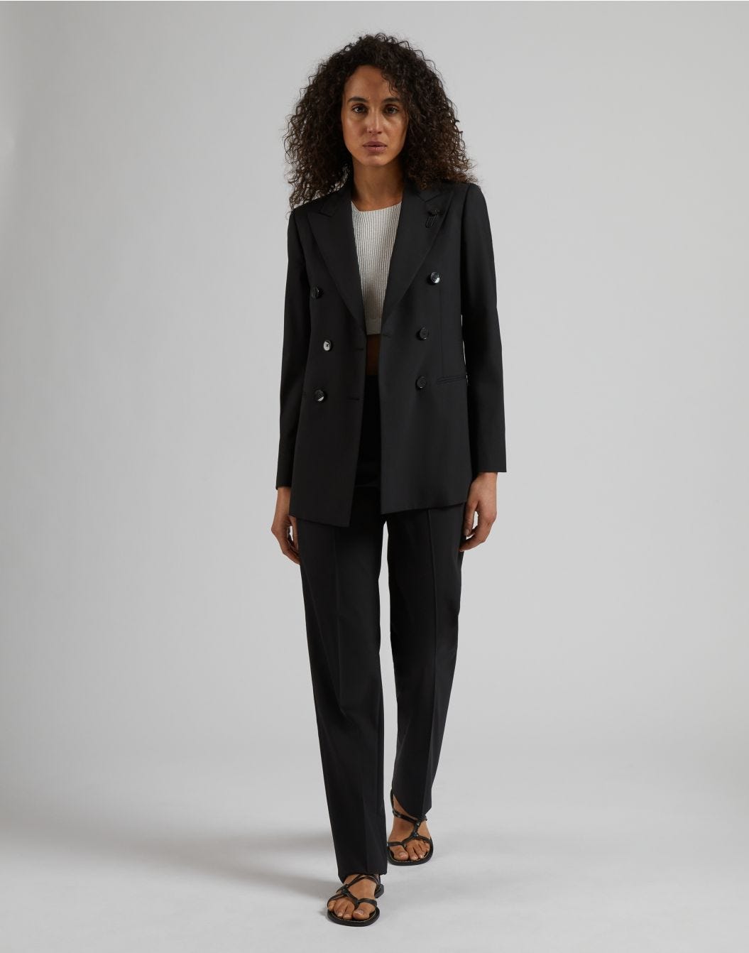 Lardini Pantalone nero gamba dritta regolare in tessuto di lana stretch Pezzi Unici