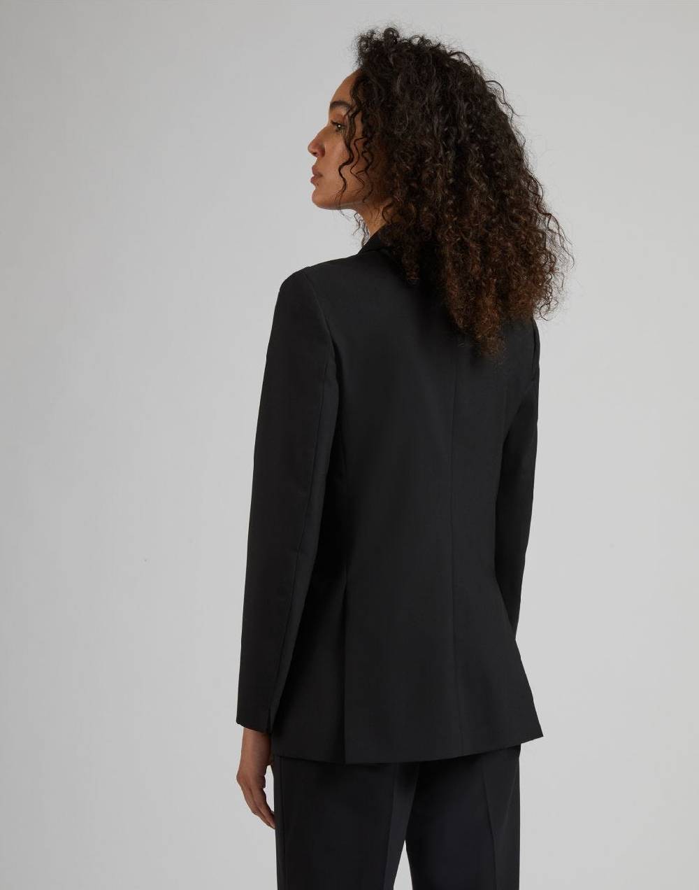 Lardini Blazer doppiopetto nero in tela di lana stretch Consegna Veloce