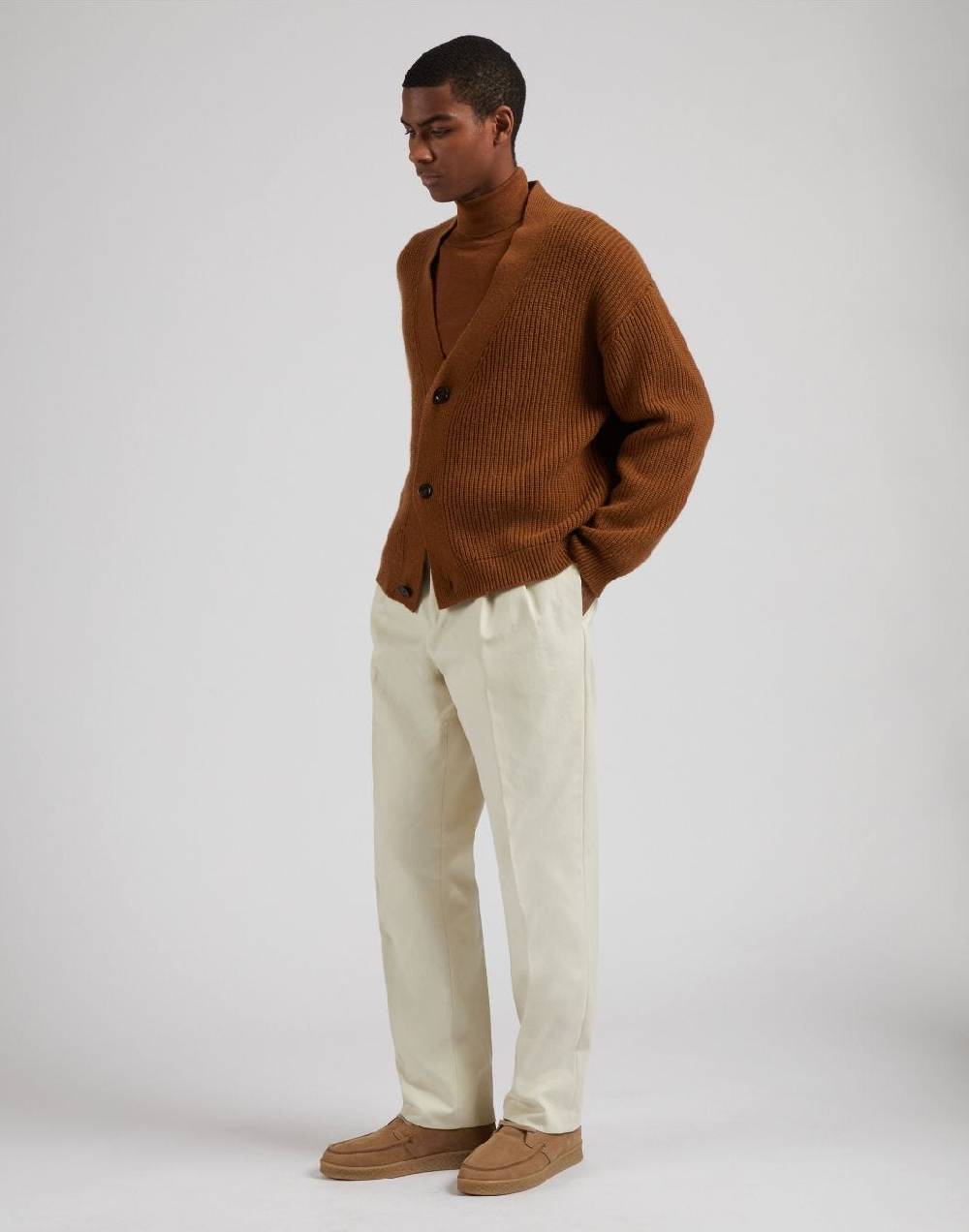 Lardini Cardigan nocciola in lana e cashmere Vendita Economica
