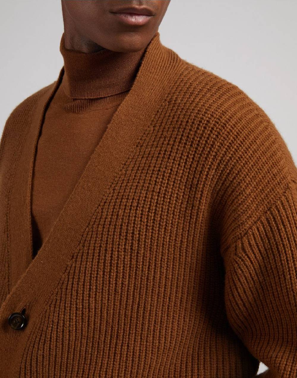 Lardini Cardigan nocciola in lana e cashmere Vendita Economica