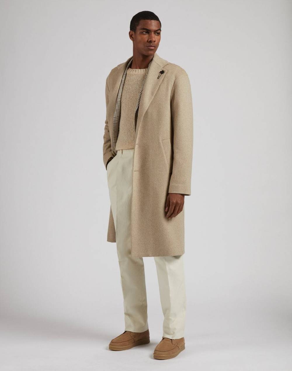Lardini Maglia girocollo beige a manica lunga Saldi Di Fabbrica