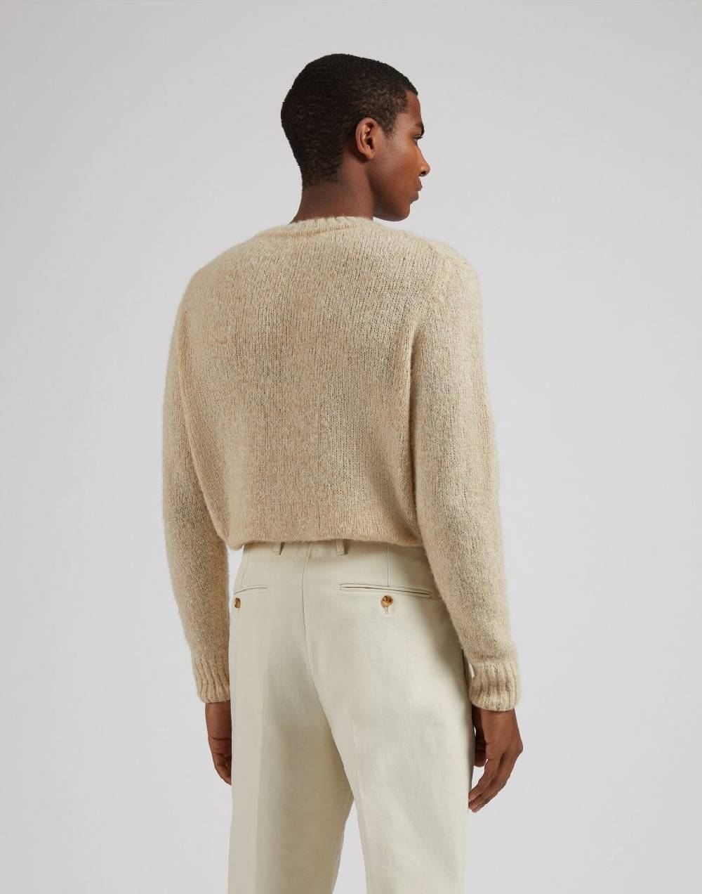 Lardini Maglia girocollo beige a manica lunga Saldi Di Fabbrica