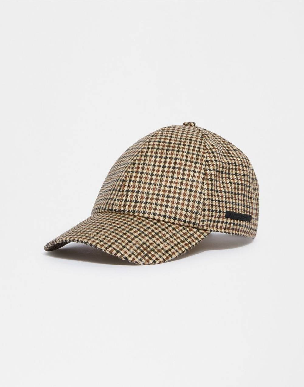 Lardini Cappello baseball in lana con disegno damier beige-marrone Promozione