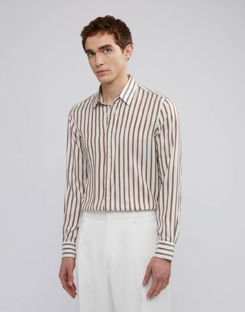 Lardini Camicia in seta con disegno riga Comprane uno, ottenene uno gratis