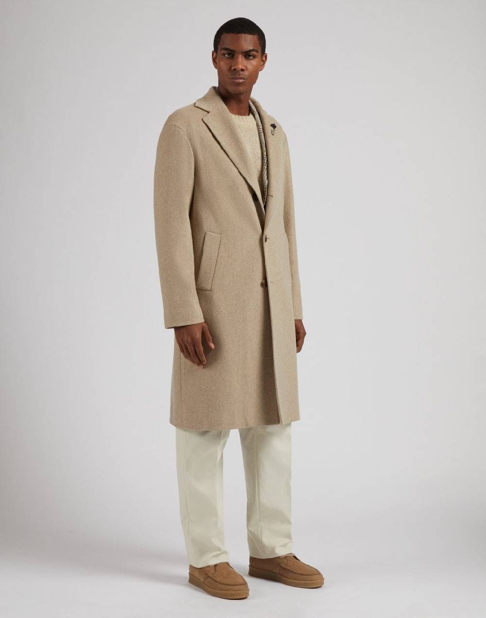 Lardini Cappotto monopetto beige in cashmere look beaver Online