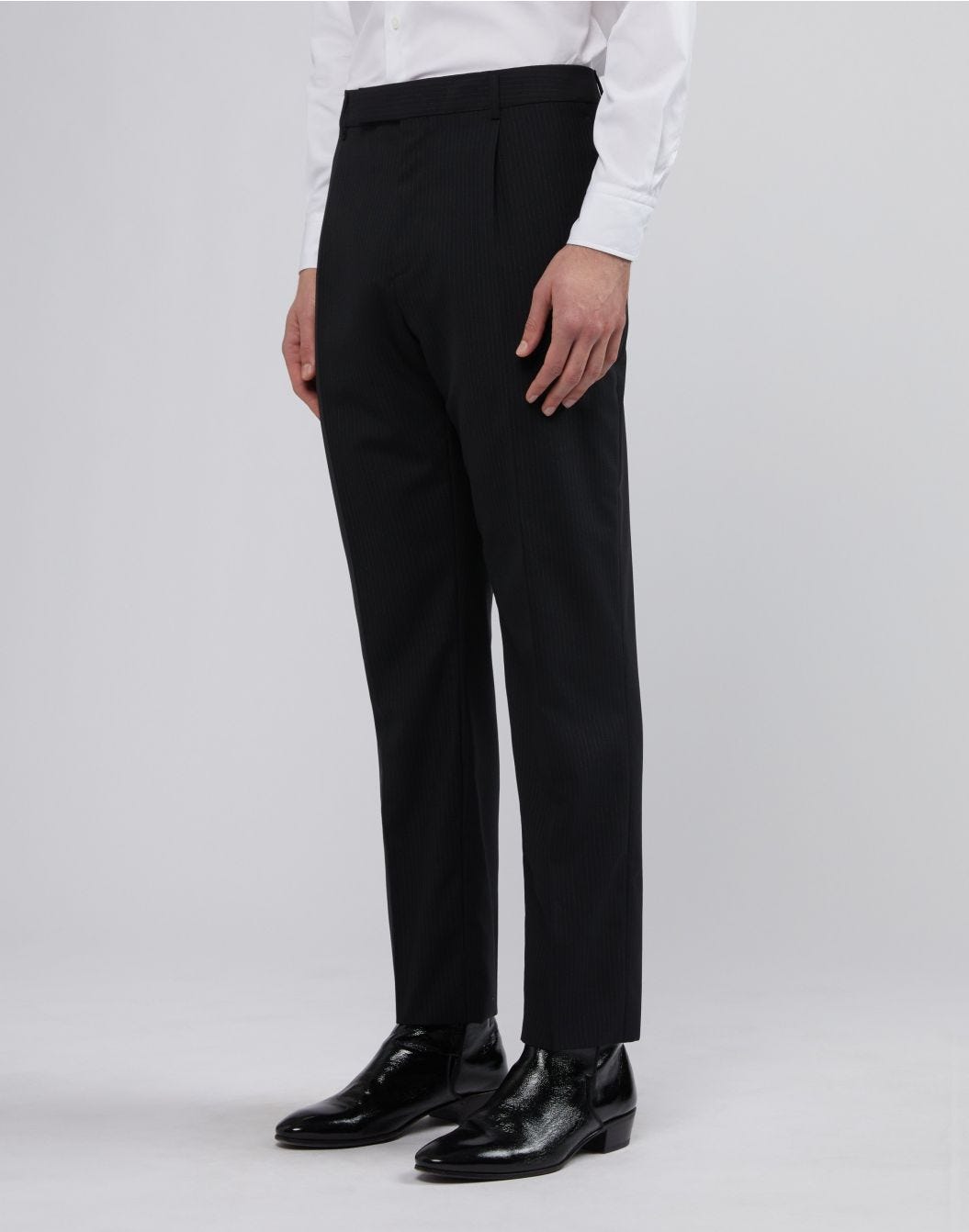 Lardini Pantalone nero con gessatura a contrasto Pezzi Unici