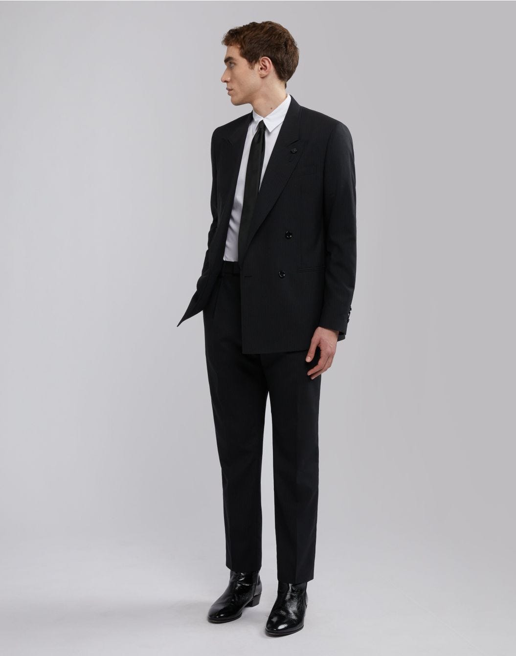 Lardini Pantalone nero con gessatura a contrasto Pezzi Unici