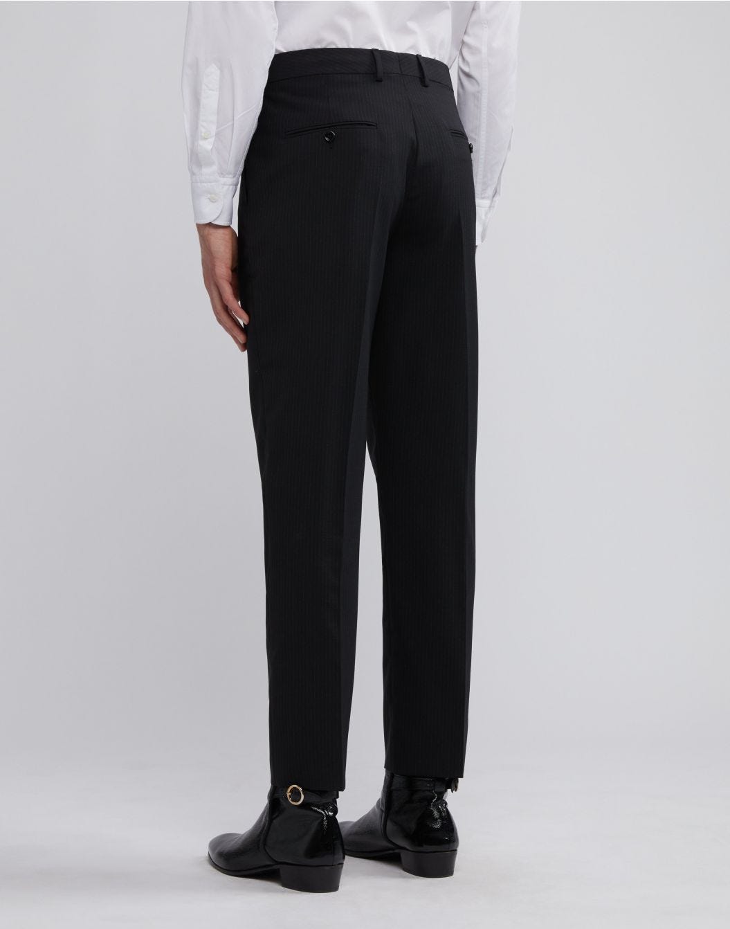 Lardini Pantalone nero con gessatura a contrasto Pezzi Unici